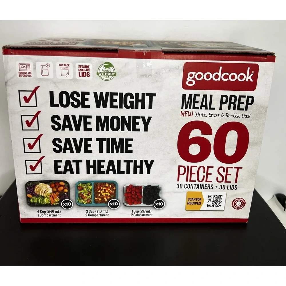 GoodCook Meal Prep Set 60 Pc‎ BPA Free Food Storage Containers NEW